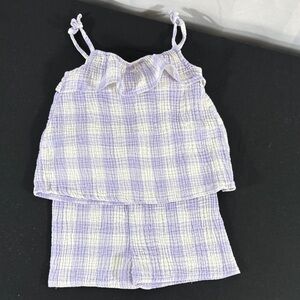 Girls Lavender Gingham Tank & Shorts Two-Piece Set